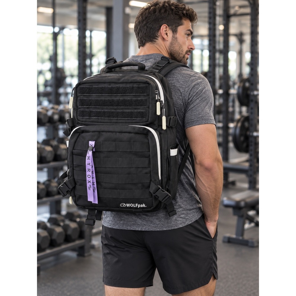Wolfpak Tactical Gym Backpack Black White MOLLE Travel Bag